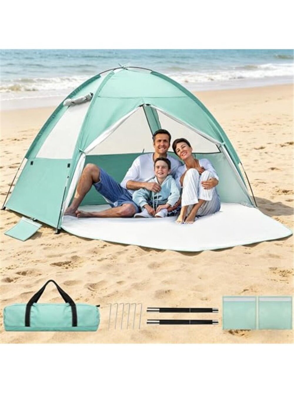 Beach Tent, for 3-4 Person Large Easy Setup UPF 50+ UV Protection | Beach Shade